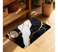 Black Gold Marble Dog Cat Food Mat-Absorbent Placemat for Food and Water Bowl, Waterproof Non Slip Rubber Backing Dog Food Mats for Floors, Pet Supplies 12 * 20 inch