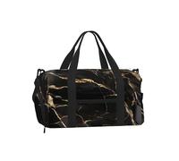 Black Gold Marble Duffel Bag with Shoe Compartment - Lightweight Water-Resistant Holdall Gym Bag with Built-in Wet and Dry Separation Pouch