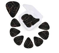 Black Gold Marble Guitar Picks 12 Pack 3 Different Thickness Celluloid Guitar Plectrums with Guitar Pick Storage Box Personalized Guitar Pick for Acoustic Guitar Picks