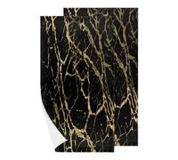 Black Gold Marble Hand Towel Set of 2, Marble Texture Soft Highly Absorbent Bath Towels Face Towel Washcloth for Bathroom Kitchen Hotel Gym Spa, 28x14in
