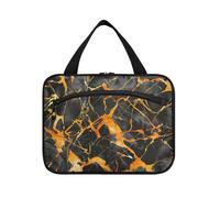Black Gold Marble Hanging Travel Tote Bags for Women with Hook, Designer Compact Shave kit for Accessories Must Haves Hotel maletín para maquillaje L