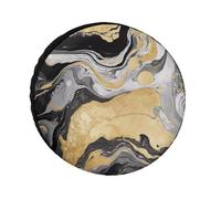 Black Gold Marble Ink Tire Cover Replacement Oxford Wheel Protector 26 Inch Travel Accessories Waterproof Dustproof Tire Covers for RV