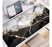 Black Gold Marble Large Gaming Mouse Pad, 1500x800x2mm Extended gaming mouse mat XXL improved Precision and Speed Mousemat with Stitched Edges, Desk Mat for Keyboard and Mouses