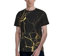 Black Gold Marble Men's Short Sleeve Crew Neck Pocket T-Shirt Athletic Top Men's T-Shirts Premium Tees