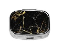 Black Gold Marble,Meta Pill Box 2 Compartment Medicine Case,Portable Organizer,Rectangle Meta Portable Organizer Pill Box 891 Compartment Medicine Case