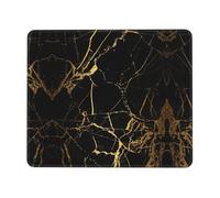 Black Gold Marble Non-Slip Rubber Base Mouse Pad with Lock Edge, Large Extended Desk Mat for Enhanced Game Work