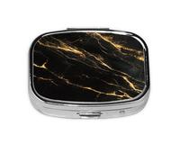 Black Gold Marble Pattern Pill Case Pill Box Travel Pill Organizer Small Square Medicine Box for Purse & Pocket Gifts