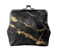 Black Gold Marble Print Exquisite Versatile Kiss Lock Coin Purse Cute Small Zipper Wallet for Coins Cards