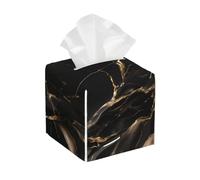 Black Gold Marble Print Leather Tissue Box Cover - Foldable Organizer for Bathroom, Living Room, Office, Car - Easy Storage