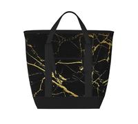 Black Gold Marble Print,Lunch Bags Large Capacity Insulated Tote Bag For Women Men Work Picnic Travel