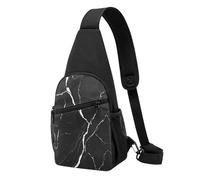 Black Gold Marble Print -Print Waterproof Chest Pack for Hiking & Travel-Adjustable Strap,Lightweight Design with Multiple Pockets.