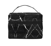 Black Gold Marble Print -Print Waterproof Cosmetic Bag for Travel & Gym - Large Makeup Organizer Compartments, Premium Twill Fabric, Leak-Proof Design