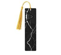 Black Gold Marble Print -Print Wooden Bookmarks with Tassel for Readers and Book Lovers - Artistic Handmade Gifts for Teachers Colleagues Office Desk Decor.