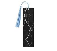 Black Gold Marble Print -Print Wooden Bookmarks with Tassel for Readers and Book Lovers - Artistic Handmade Gifts for Teachers Colleagues Office Desk Decor.