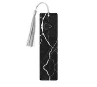 Black Gold Marble Print -Print Wooden Bookmarks with Tassel for Readers and Book Lovers - Artistic Handmade Gifts for Teachers Colleagues Office Desk Decor.