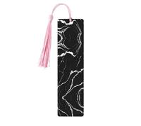 Black Gold Marble -Print Wooden Bookmarks with Tassel for Readers and Book Lovers - Artistic Handmade Gifts for Teachers Colleagues Office Desk Decor.