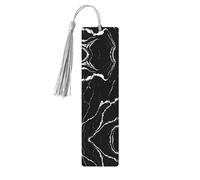 Black Gold Marble -Print Wooden Bookmarks with Tassel for Readers and Book Lovers - Artistic Handmade Gifts for Teachers Colleagues Office Desk Decor.