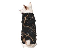 Black Gold Marble Printed Dog Hoodie Soft Dog Sweatshirt Cute Cat Dog Clothes for Small Dogs Kitten Puppy, XL