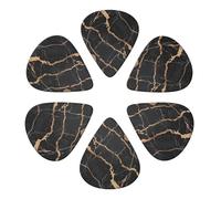 Black Gold Marble Printed Guitar Picks 6-Pack with Holder - 0.96mm Funny Guitar Picks for Acoustic Guitar, Electric Guitar, Bass Guitar