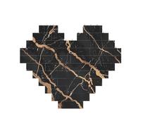 Black Gold Marble Printed Jigsaw Puzzle 10.8x12.8 CM, Heart-Shaped Puzzle Challenging Game for Adults, Fun Decorative Wall Decor