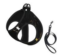 Black Gold Marble printing Puppy Harness, Dog Harness and Leash Set, Soft Mesh Reflective Breathable Lightweight Vest-Style
