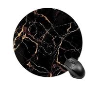 Black Gold Marble Round Mouse Pad, Non-Slip Rubber Base Waterproof Washable, Computer Mouse Mat for Office Gaming Studying, Premium-Textured Durable Portable Circle Mousepad for Desktop PC Notebook