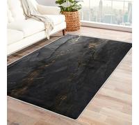 Black Gold Marble Rugs Living Room Large 200x290, Modern Abstract Texture Area Rugs for Bedroom Accessories, Non Slip Soft Low Pile Washable Carpet, Home Decor Pzw1