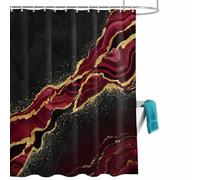 Black Gold Marble Shower Curtain for Bathroom, Rose Red Luxury Modern Abstract Texture Waterproof Cloth Fabric Bathroom Accessories Set with 12 Rust Proof Plastic Hooks, 72” x 84”