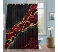 Black Gold Marble Shower Curtain with 12 Hooks Rose Red Luxury Modern Abstract Texture Waterproof Fabric Shower Curtains Sets for Bathroom Bath Decorations, Machine Washable, 36"x72"