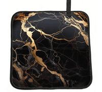 Black Gold Marble Sitting Pad Lightweight Waterproof Folding Seat Pad Compact Portable Camping Seat Mat Memory Foam Travel Seat Cushion for Hiking, Picnics, Outdoor 15.8 x 15.8 in