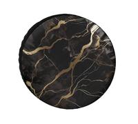 Black Gold Marble Spare Tire Cover, 34inch Oxford Wheel Protector Travel Accessories, Waterproof Dustproof Wheel Tire Covers for RV Jeep SUV Camper Truck