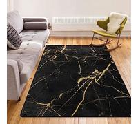 Black Gold Marble Stripes 3D Printed Carpet Living Room Bedroom Area Rug Home Room Non-Slip Yoga Floor Mat Birthday Gift 120 X 160 Cm / 47.2 X 62.9 Inch - Polyester Soft Touch Easy Clean
