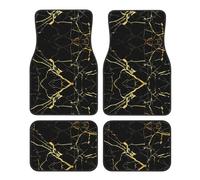 Black Gold Marble Universal Car Foot Mat Four-Piece Set - Crystal Velvet Car Interior - Complete Front and Rear Coverage
