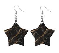 Black Gold Marble Wooden Earrings for Women, Vintage Elegant Wood Jewelry, Lightweight Earrings for Wedding, Party, Everyday Jewelry Gift, Apricot shaped, Wood, wood