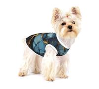 Black Gold Marbled Small Pet Cotton Vest M Full Print Dog Cat Soft Breathable Elastic Apparel Daily Party Outfit