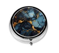 Black Gold Marbled This Small, Round, Three-Compartment Travel Pill Box is Perfect for Storing Daily medications, Vitamins, and on-The-go.