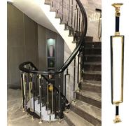 Black Gold Metal Balusters 37.4in Tall - Adjustable Flat Spindles for Staircase Porch Balcony Loft Villa - Durable Railing Guardrail with Connector & Shoes