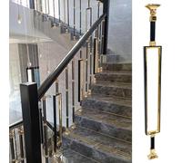 Black Gold Metal Banister Column Facemount Railing, Staircase Balusters Post for Interior Hotel Balcony Porch Deck House Decor, Stair Spindle with 270° Adjustable Connector & Screws Kits(Color:B,Size: