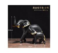 (Black gold mother and son trumpet) Light Luxury Modern Creative Elephant Ornaments Office Desktop Decorations