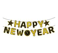Black Gold New Year Party Decoration Happy New Year Banners Decoration Happy New Year Balloons For New Year Celebrations
