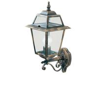 Black & Gold Outdoor Traditional Up Lantern Wall Light IP44
