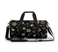 Black Gold Paw Sport Duffel Bag Gym Bag Weekend Overnight Bag for Travel Camping Hiking Beach 45x23x23cm