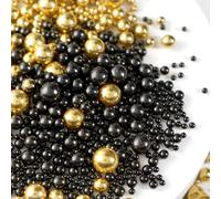 Black Gold Pearl Sprinkles for Cake Decoration, 100g/3.53oz, Mix Edible Sugar Candy Pearls, Cake Decorating, Cupcake, Cookies, Ice cream Topper, Holiday, Wedding Party, Birthday, Christmas-Black Gold