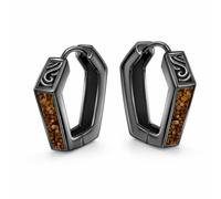 Black Gold Plated Tiger Eye Earrings Gothic Hoop Jewelry for Men Women