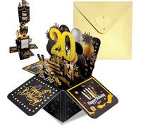 Black Gold Pop Up 20th Birthday Card for Girls Boys Him Her 20 Years Birthday Gifts,Kids 20th Birthday 3D Pop-Up Greeting Card with Note and Envelope for Daughter Son Sister Brother Friend Partner