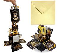 Black Gold Pop Up 30th Birthday Card for Women Man Her Him,30th Birthday Gifts 3D Pop-Up Greeting Card with Note and Envelope for Male Female for Daughter Son Mom Dad Wife Husband Friend