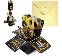 Black Gold Pop Up 30th Birthday Card for Women Men Him Her 30 Years Birthday Gifts,Male Female 30th Birthday 3D Pop-Up Greeting Card with Note and Envelope for Daughter Son Mom Dad Wife Husband Friend