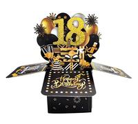 Black Gold Pop Up Birthday Cards 18th Birthday 3D Popup Greeting Cards Handmade with NoteCards Envelope High-End Novelty Greeting Card Perfect for Daughter Son Girls Boys