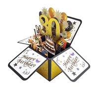 Black Gold Pop Up Birthday Cards 30th Birthday 3D Popup Greeting Cards Handmade with Notecards Envelope High-End Novelty Romance Gift for Friends Colleague Family Relative