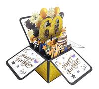 Black Gold Pop Up Birthday Cards 60th Birthday 3D Popup Greeting Cards Handmade with Notecards Envelope High-End Novelty Romance Gift for Family Relative Elder